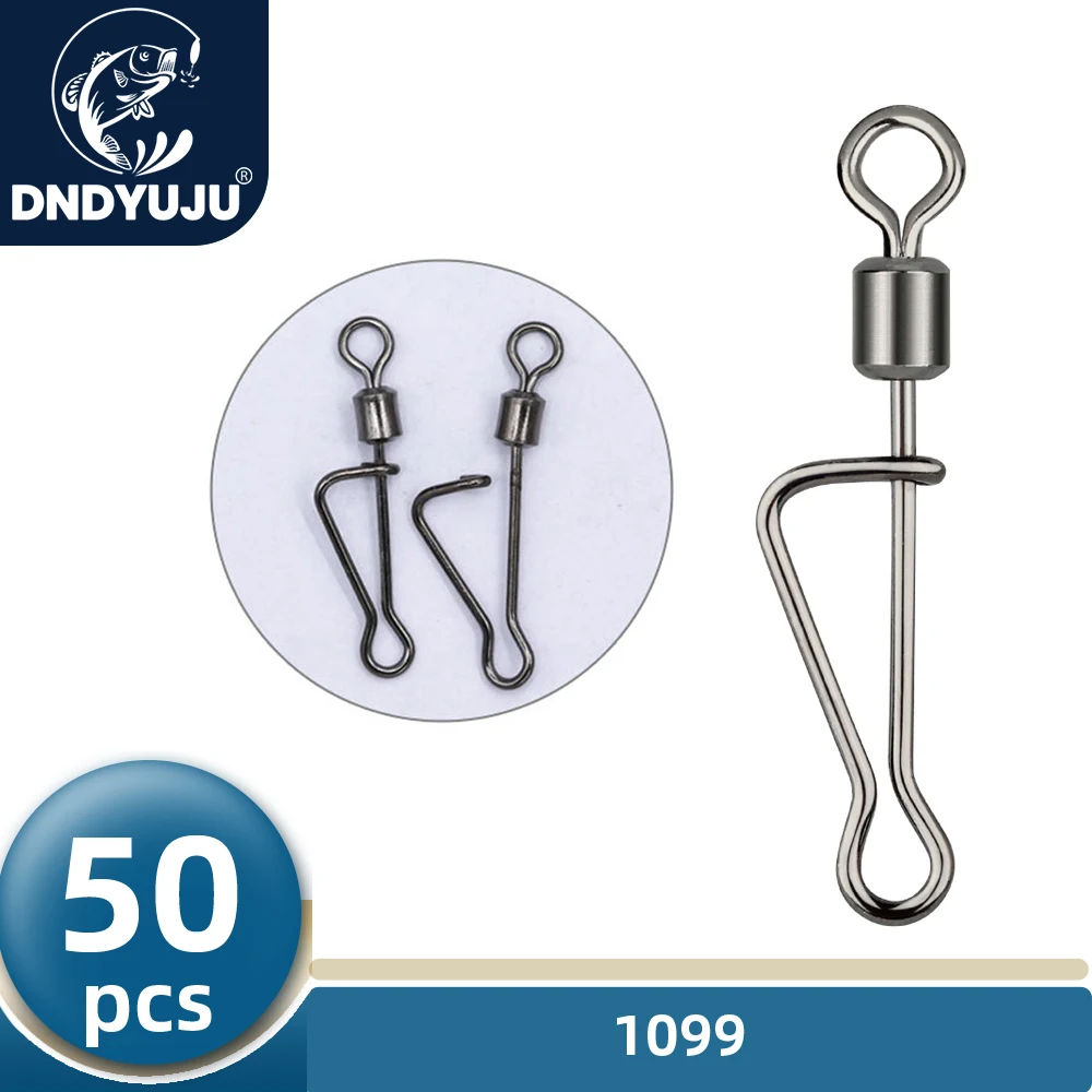 

DNDYUJU 50pcs Fishing Rolling Swivel Stainless Steel Snap Fishing Italian Snap Fishing Connector Hooks Lure Accessories Pesca