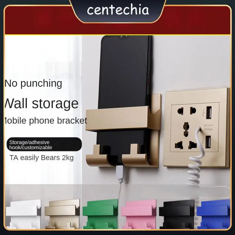 

Practical Wall Holder Paste Style Usb Five-hole Socket Lazy For Iphone Keyring Multifunction Stand Fixed Creative Organizer