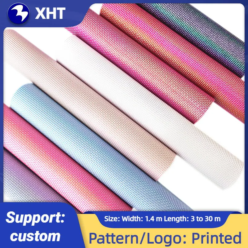 

30x135cm Rainbow Small Squares Emboss Faux Leather PU Synthetic Leather Fabric for Home Textile DIY Sewing Craft Material