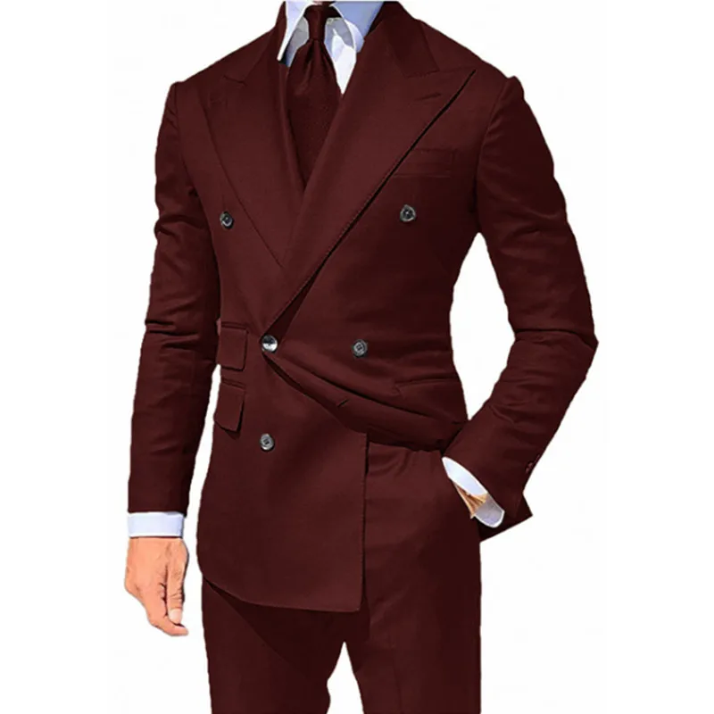 Customized Men's Suits Casual Boutique Slim Fit Set of 2/Men's Double Breasted Jacket + Pants