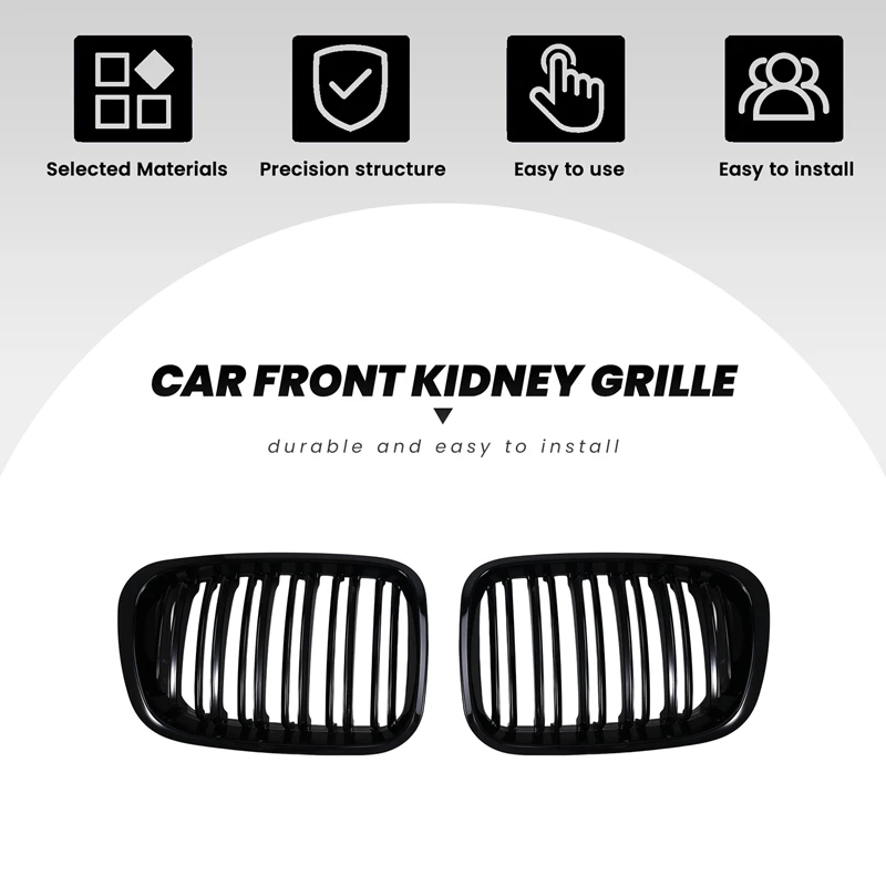 Car Front Kidney Grille Sport Racing Grills For BMW E46 4 Door 1998-2001 Bumper Hood Mesh Air Vent Radiator Cover