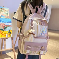 new est multi pocket kawaii girls schoolbag for women casual patchwork waterproof nylon cute school backpack female bag mochila
