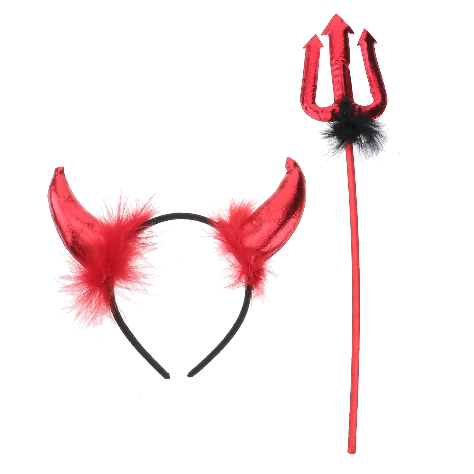 

Devilheadband Horns Costume Pitchfork Trident Set Accessoriesfork Decor Decorations Accessory Hornheadbands Cosplay Red Hair
