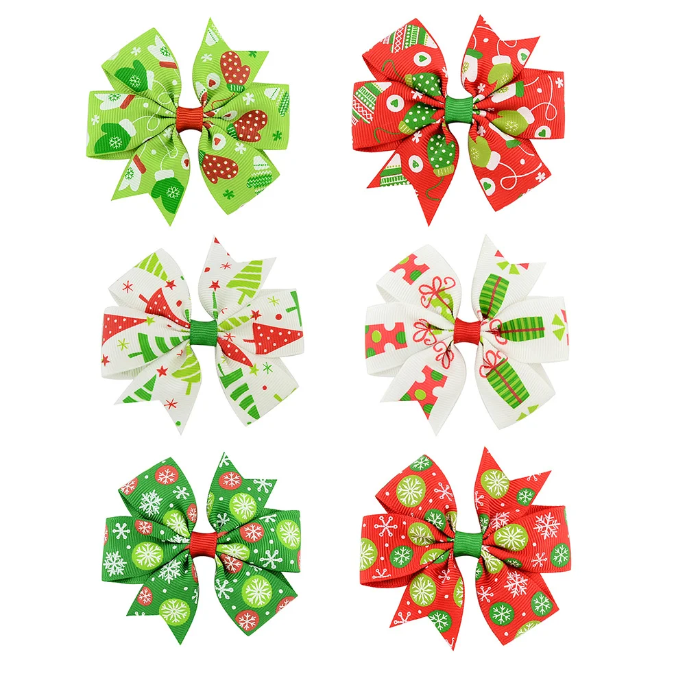 

Christmas Hair Clips Bows Bow Bowknot Girls Accessorieshairpin Toddler Decoration Cute Hairpins Ribbonclip Decor Barrette
