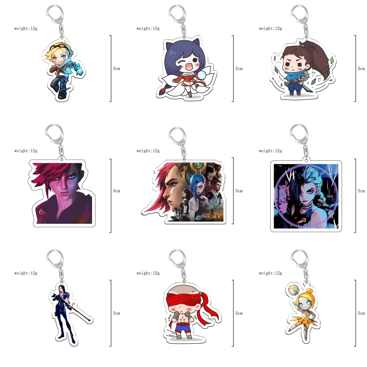 

Cute Cartoon Game League of Legends Keychain LOL Acrylic Figure Jinx/Rakan/Ahri/Riven/Yasuo Bag Pendant Car Key Ring Fans Gift