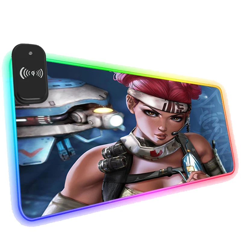 

Phone Wireless Charging RGB Mouse Pad LED Gaming APEX Legends Game Mats HD Keyboard Mat Desk Protector Rug Custom Pc Accessories