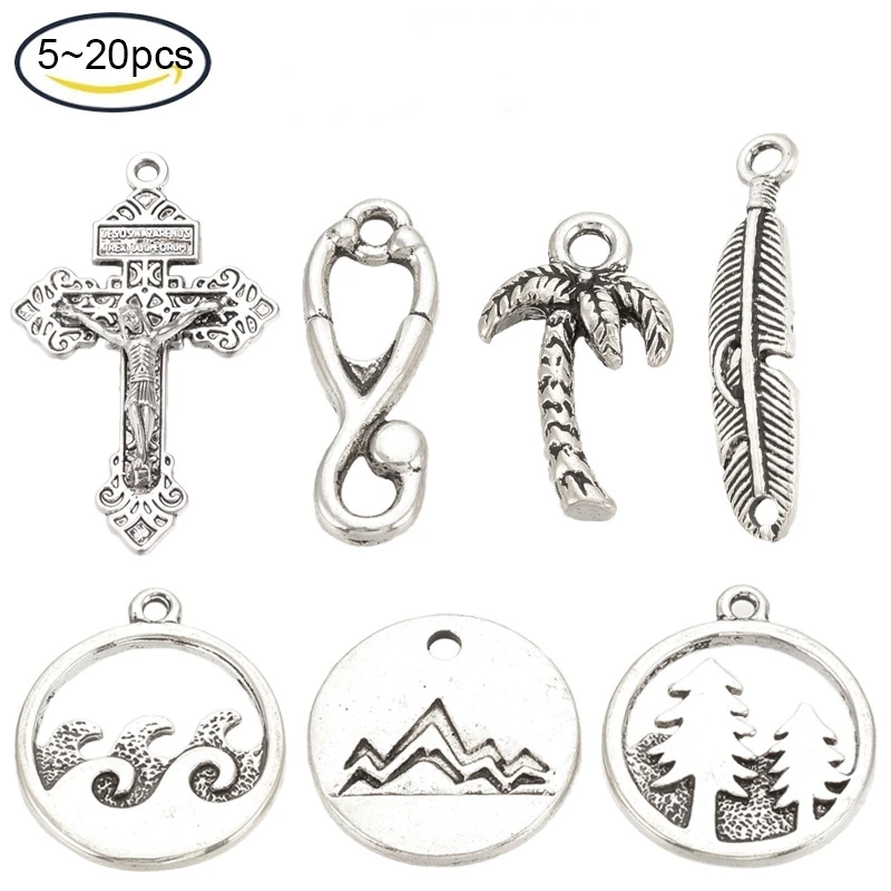 

NBEADS 2-100PCS Tibetan Style Alloy Big Pendants For Easter Cross With Word Antique Silver For Jewelry Bracelet Earrings Making
