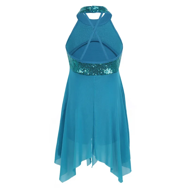 Женское трико для балета Tiaobug с блестками и открытой спиной подростков