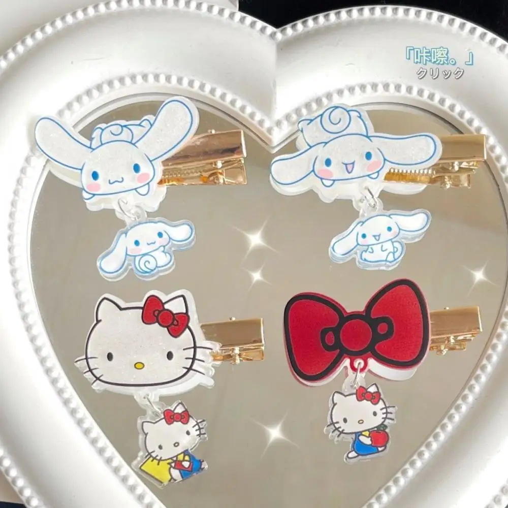 

Sanrio Hello Kitty Hairpin Kawaii Cinnamoroll Anime Figure Duckbill Clip Bangs Pendant Side Clip Headgear Girl Heart New Style