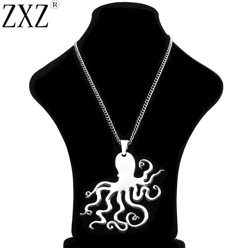 Подвеска из тибетского серебра в виде большого осьминога кальмара длинная