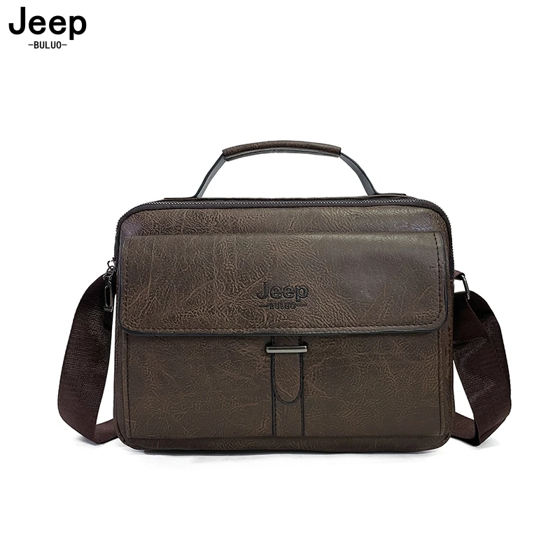 

JEEP BULUO Man Messenger Bag Crossbody Shoulder Bags PU Leather Men Travel Sling Large Capacity Business Messenger Bag for Male