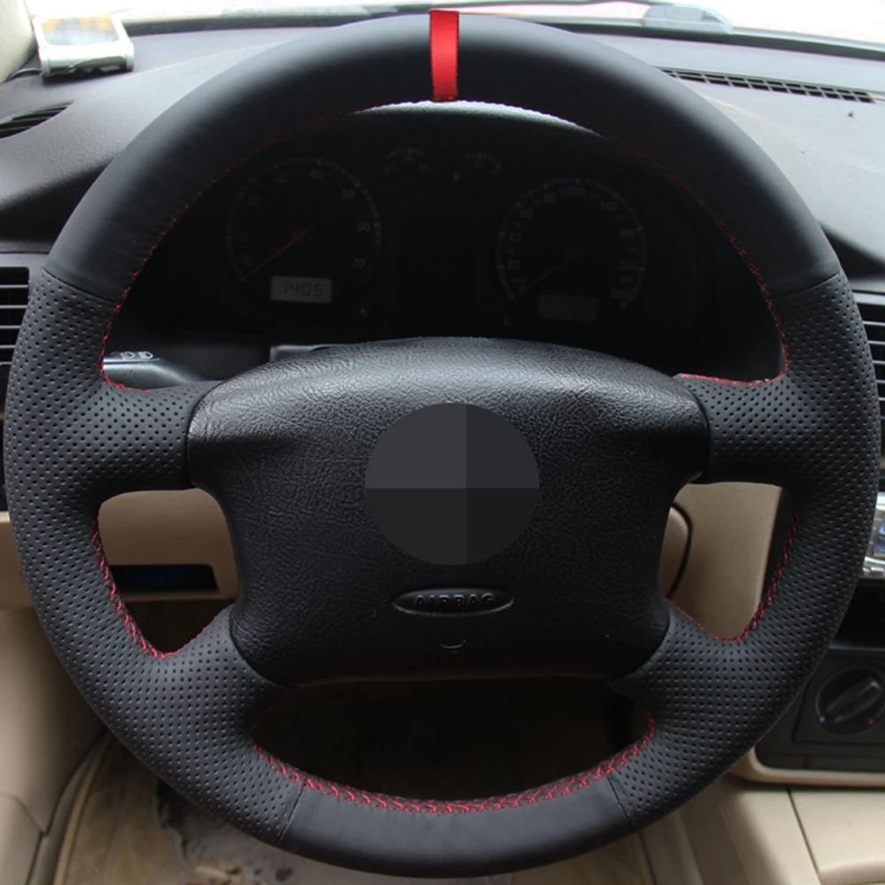 

Car Steering Wheel Cover Artificial Leather Red Marker For Volkswagen VW Passat B5 1996-2005 Golf 4 1998-2004 Seat Alhambra
