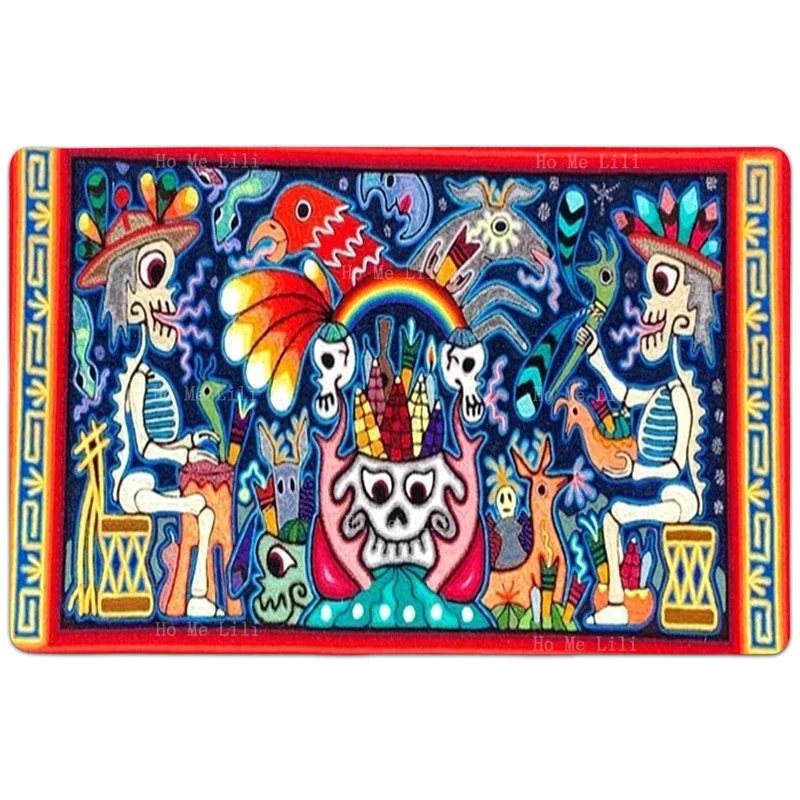 Мексиканское народное искусство Huichol Пряжа Картина Wixarika Необыкновенное Культура