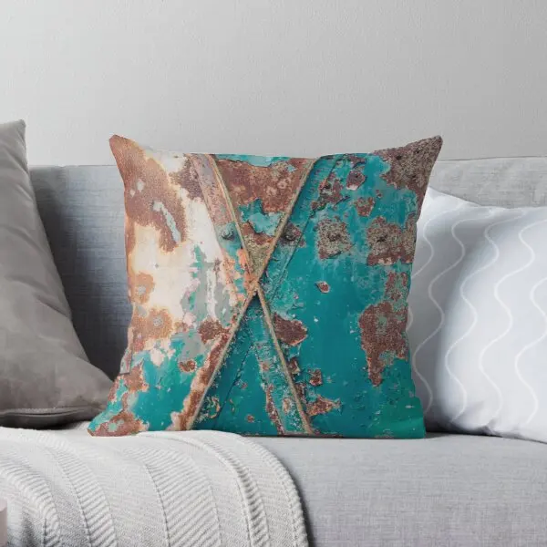 

Teal And Rust Printing Throw Pillow Cover Bed Fashion Throw Office Case Car Square Decorative Waist Hotel Pillows not include