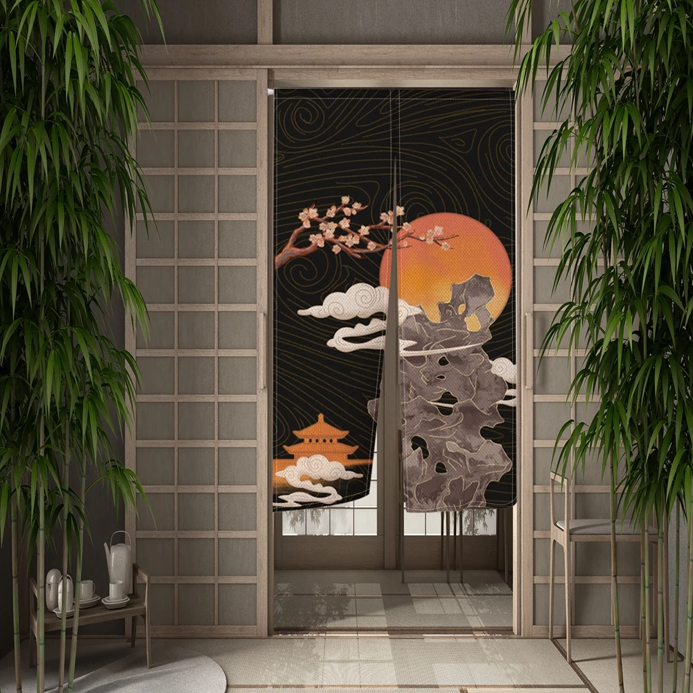 

Льняная дверная занавеска Noren Ocean Waves