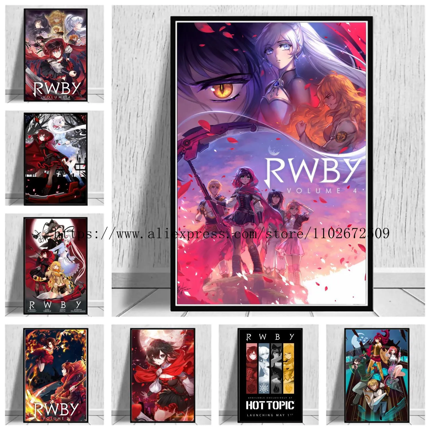 

Japan Anime figure Art R.W.B.Y Action Canvas Painting Posters and Prints Wall Art Picture Home Living Room Decor