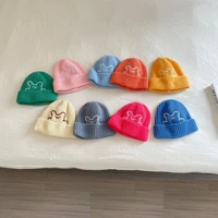 2022 korea baby hat cute cartoon bear kids knitted boy girl hats beanie solid color soft infant toddler cap bonnet caps