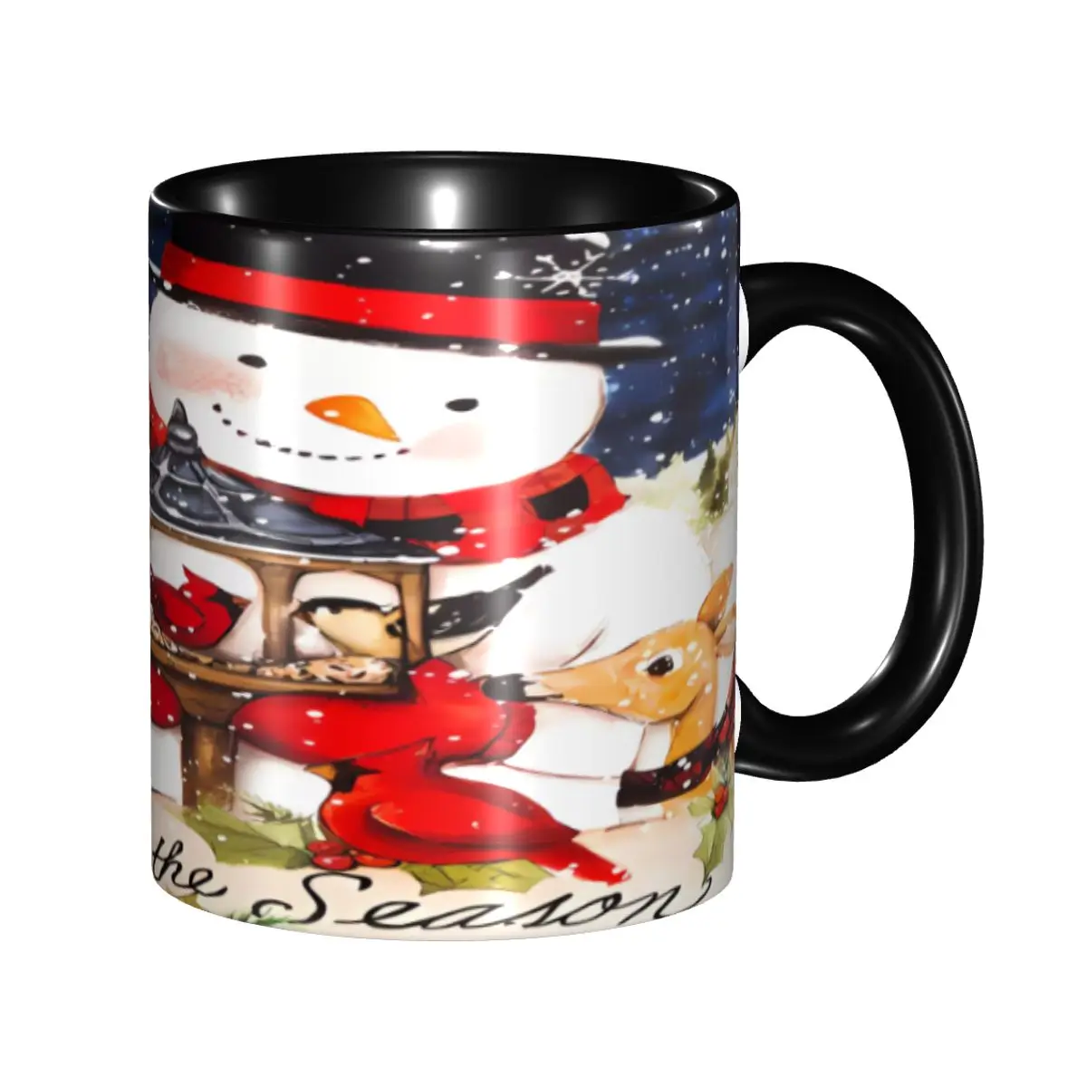 Винтажная керамическая кружка SnowmanVintage, ручная кружка, кухонные декоративные печатные кружки