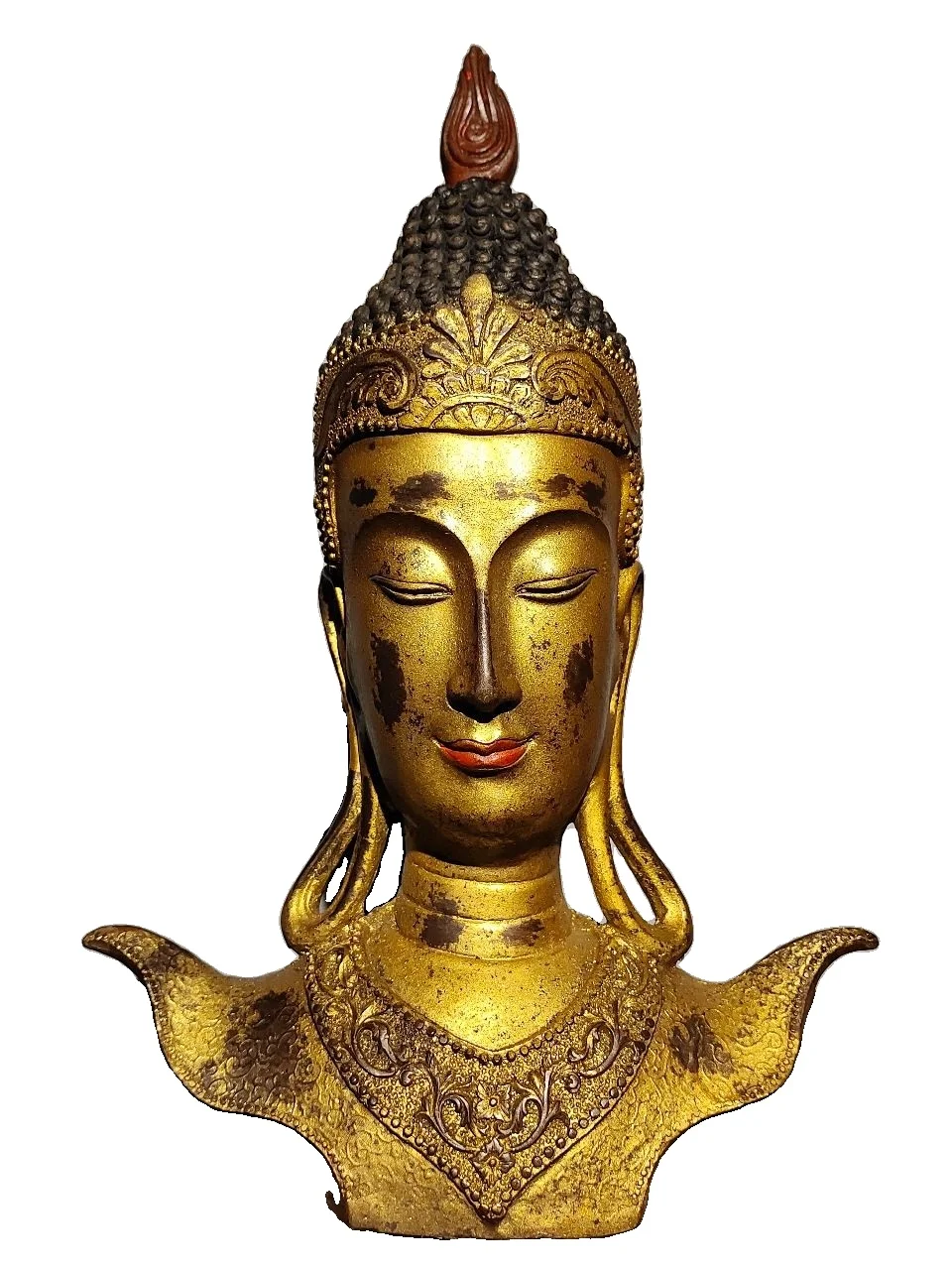 

MOZART Old Bronze Gilt Buddha Statue A Bust Of Guanyin Bodhisattva 37Cm Tall Style B53 Chinese Traditional Style Antiques Fine