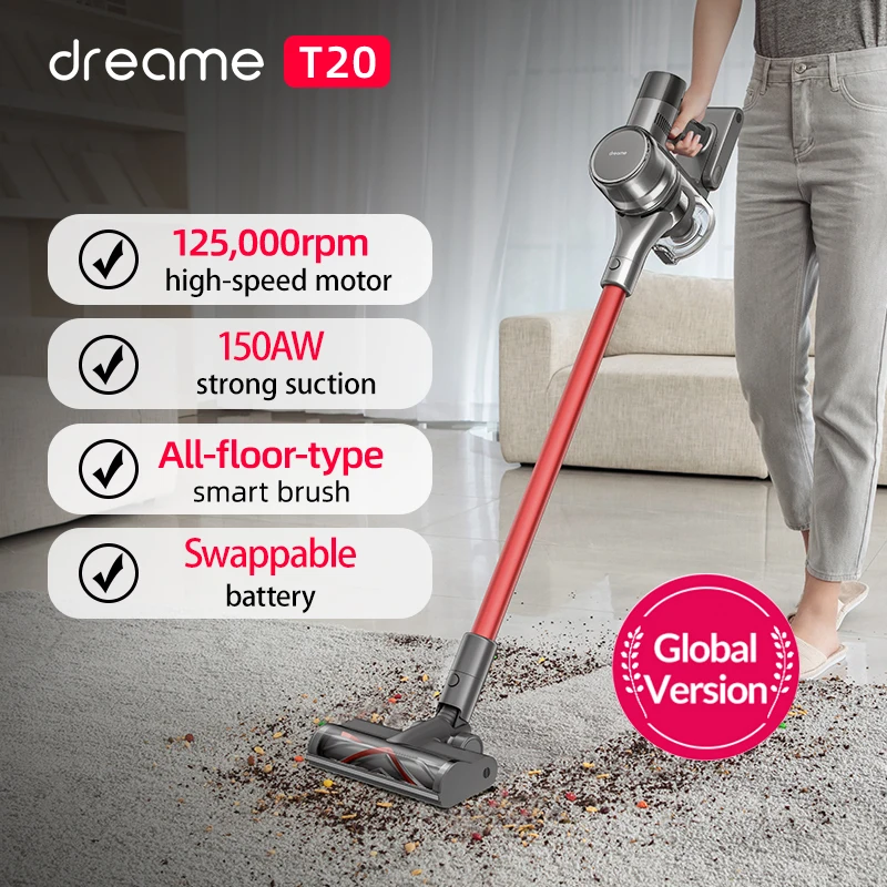 

Dreame-aspiradora inalámbrica de mano T20 de 25kPa, aspirador inteligente de superficie todo en uno para suelos y alfombras