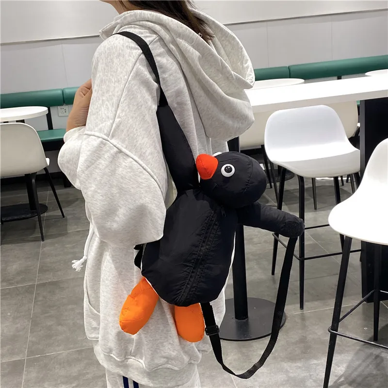 38cm Lovely Penguin Plush Backpack Cartoon Cute Penguin Plush Toy Soft Stuffed Animal Shoulder Bag for Kids Girls Birthday Gifts