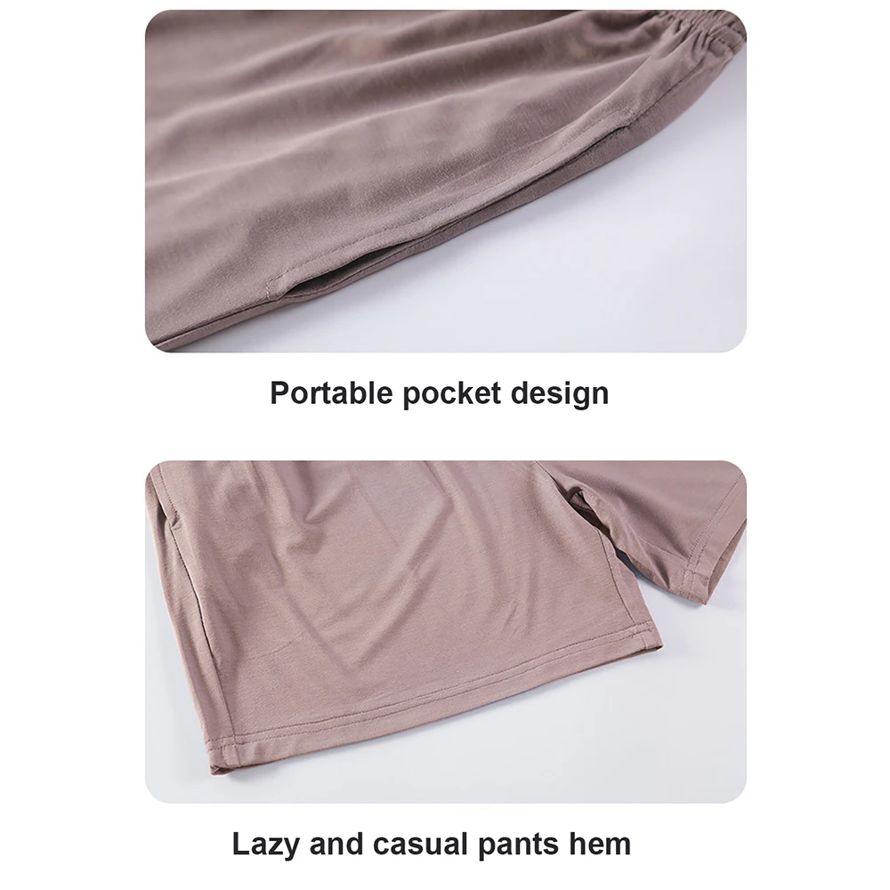 Summer Couple Sleepwear Modal Cool Thin Pajama Sets Loose Print Men Short Sleeve Pajama+Elastic Shorts Soft Breathable Pijamas