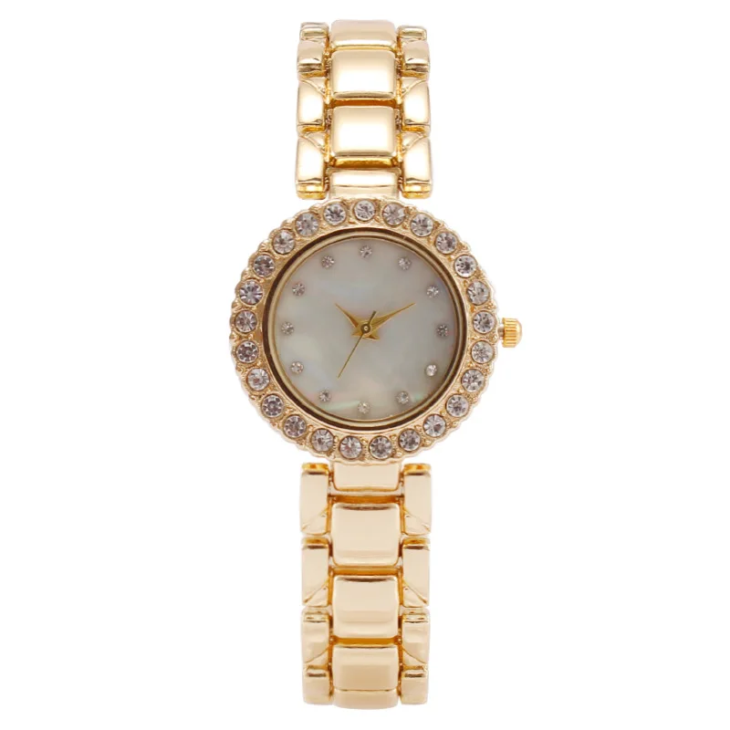 

Retro Round Quartz Mini Rhinestone Dial Casual Wrist Watches Stainless Strap Fashionable Clock Waterproof Wristwatch for Women