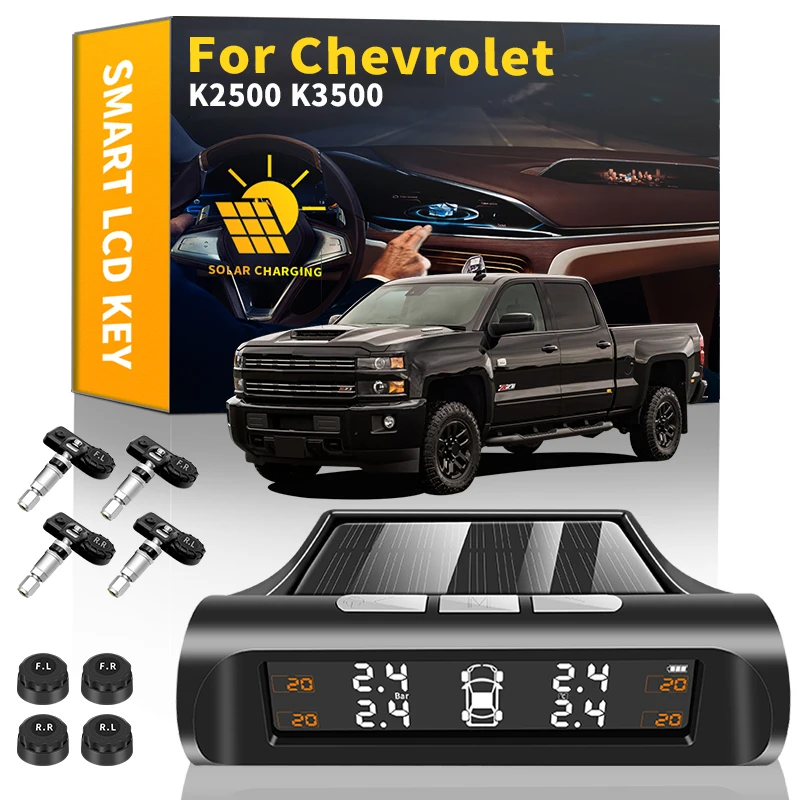 

Smart Car TPMS Tyre Pressure Monitoring System Solar LCD Display Auto Security Alarm Sensors For Chevrolet K2500 K3500 Car Goods