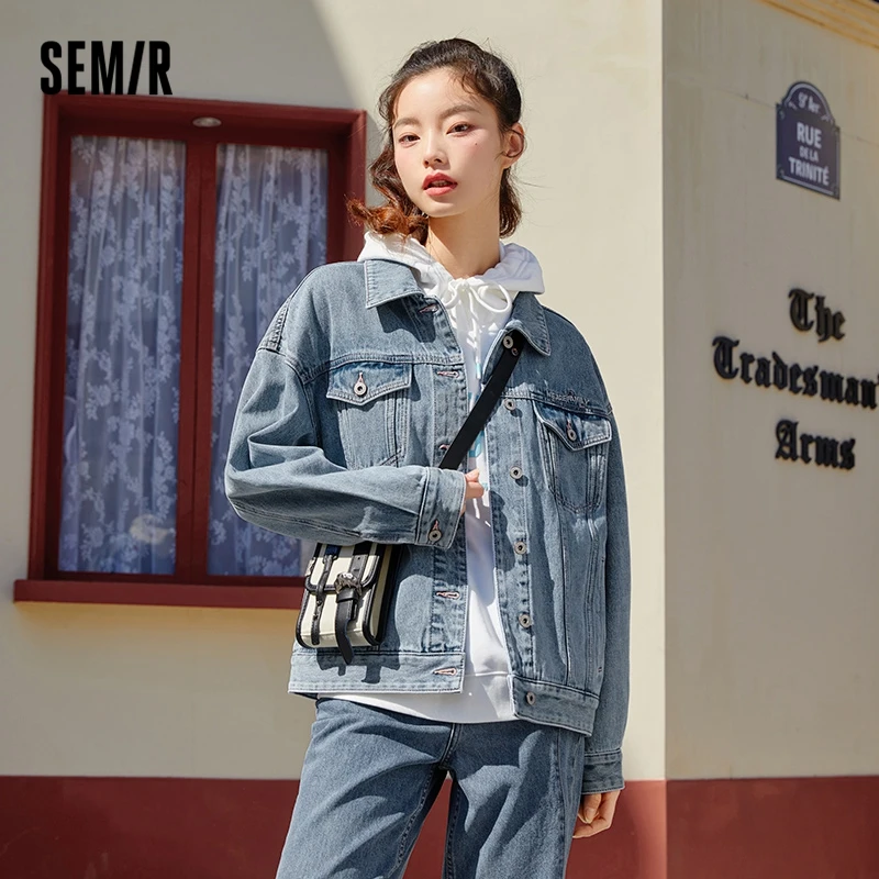

SEMIR Denim Jacket Women Short Top 2022 Spring New Small Blue Jacket Trendy Ins