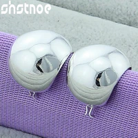 925 sterling silver smooth round egg earring clip for women party engagement wedding gift fashion jewelry
