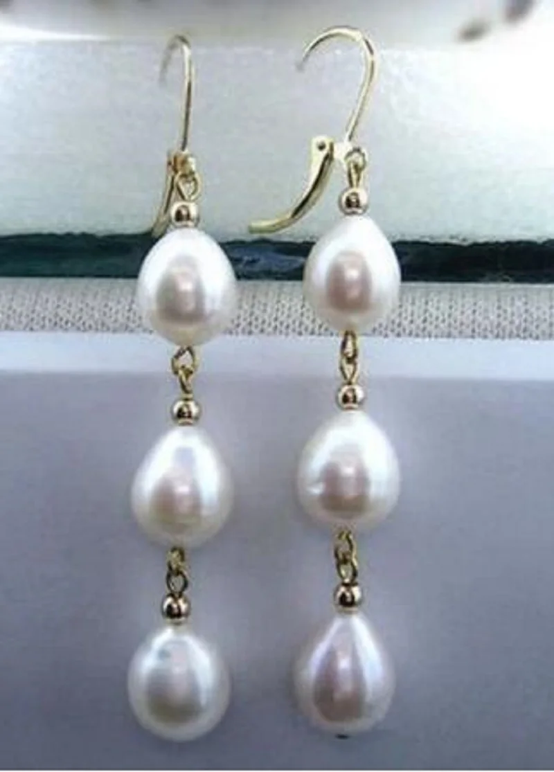 

New Charming AAA 9-12mm South Sea White Pearl Earrings 14k fine jewelryJewelry Making