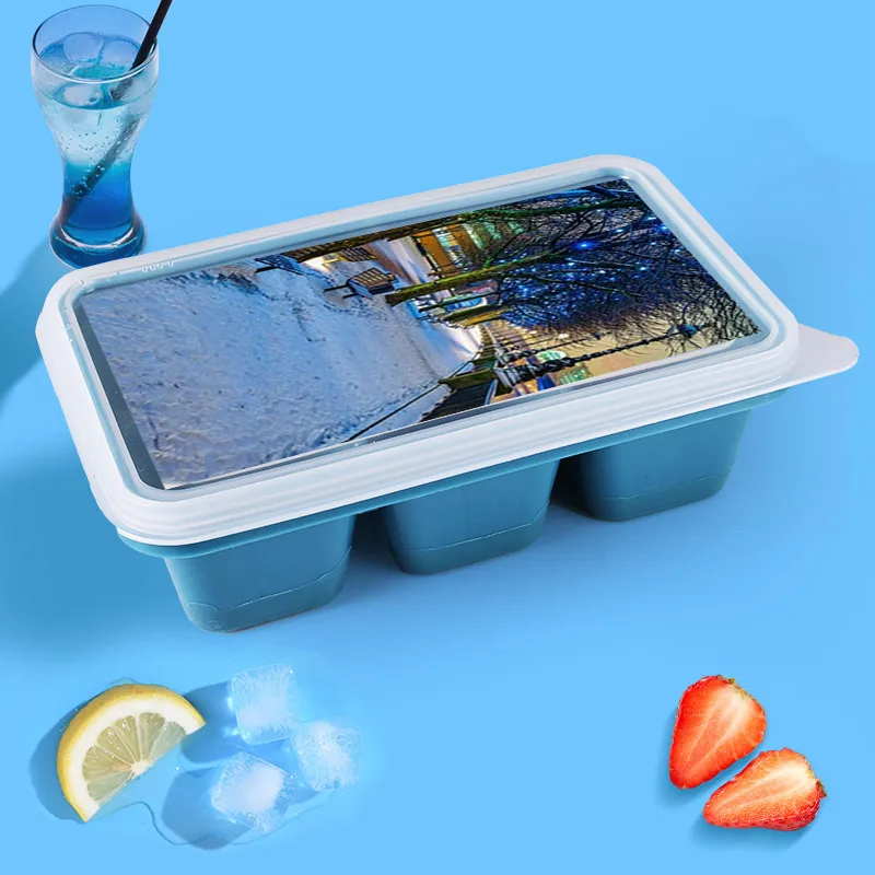 

Streetscape Folding Ice Cube Maker Whiskey Wine Cocktail Ice Ball Maker Square Shape Reusable Molde Helado Plastic with Lid