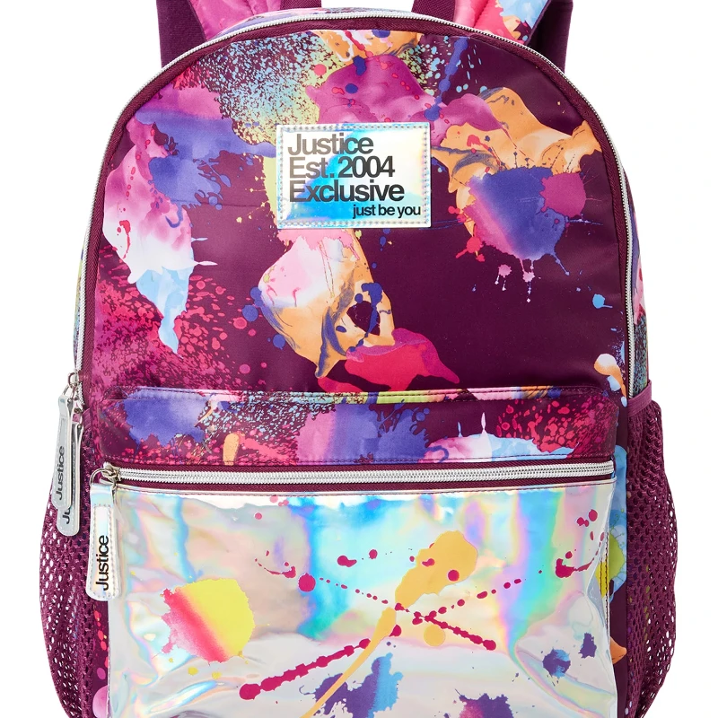 

Girls 17" Laptop Backpack Iridescent Purple Multi-Color Splatter
