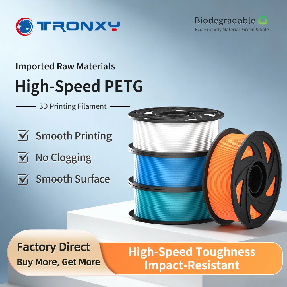 Фото Филамент TRONXY PETG 1.75 мм, 1 кг, 1 катушка, быстрое отверждение, улучшенная текучесть, для 3D-печати, быстрая доставка со складов за рубежом №2