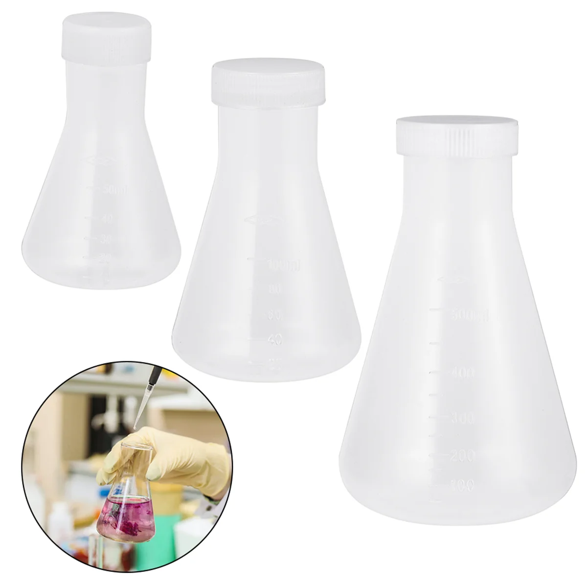 

Flask Conical Erlenmeyer Science Flasks Laboratory Chemistry Beaker Experiment Polypropylene Set Beakers Measuring Mouth