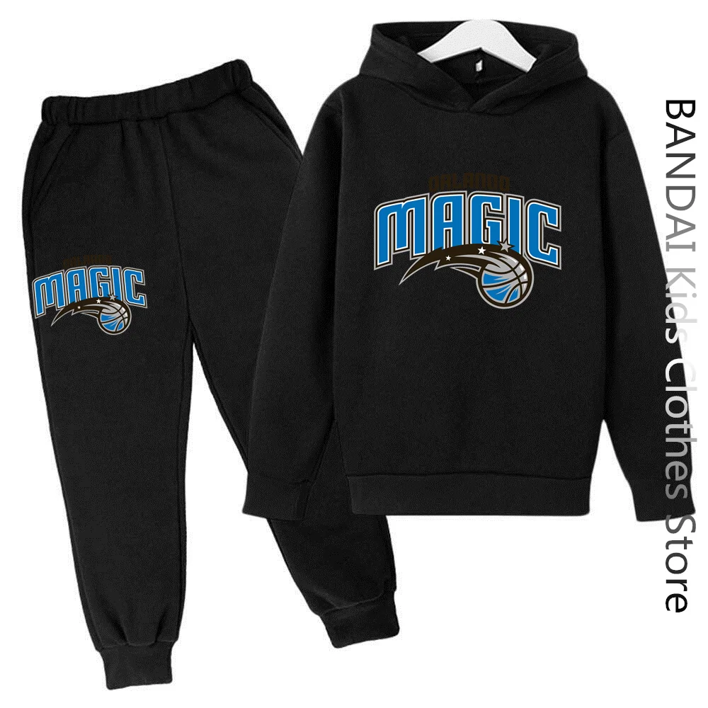 

Basketball Team Logo Sports Nba Hoodie Set Spring Autumn Children Hoodie+pants Boys Kids Girls Hoodie Suits Sesame Street