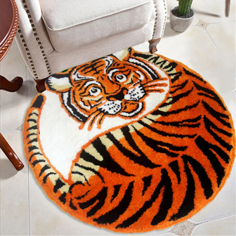 

Net red explosion model wholesale quality carpet round tiger mat 80x80cm