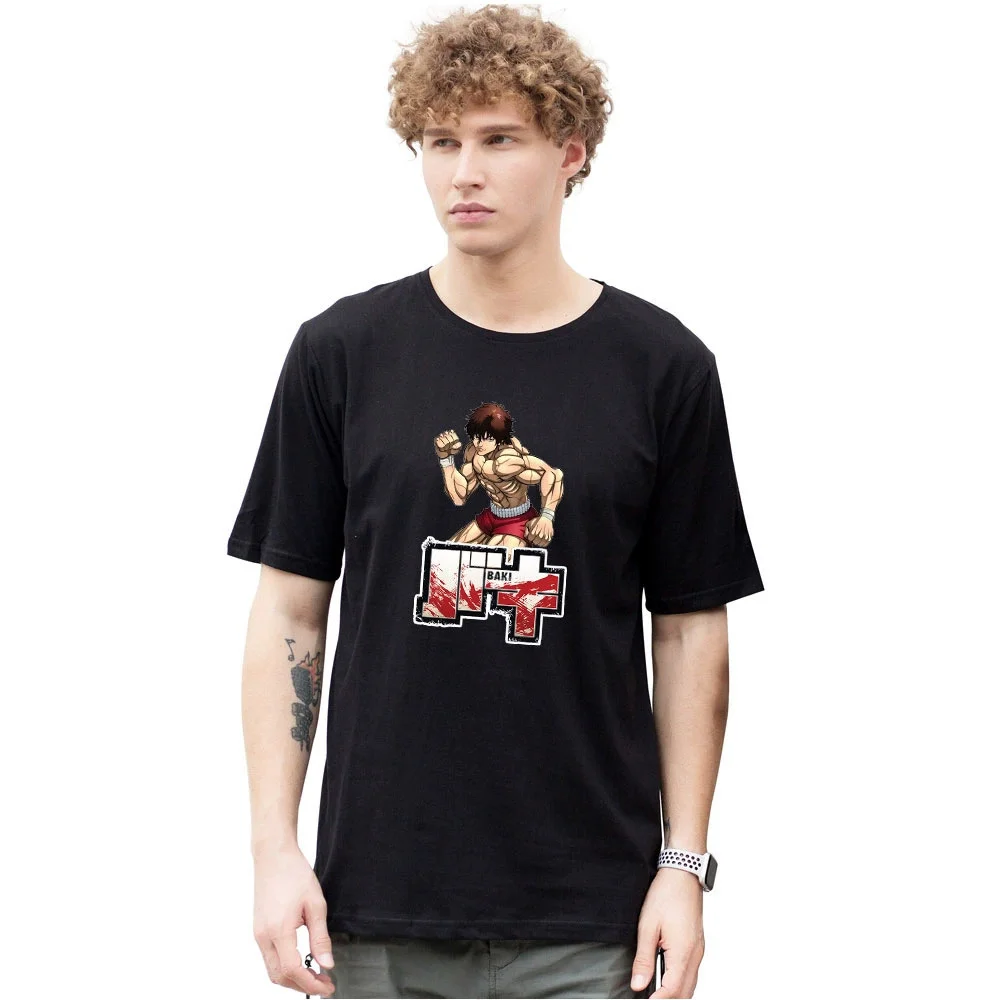 

Hanma baki Printing T Shirts Men Women Cotton Mini Boy baki T-Shirt Crew Neck Oversized T Shirt Solid Color