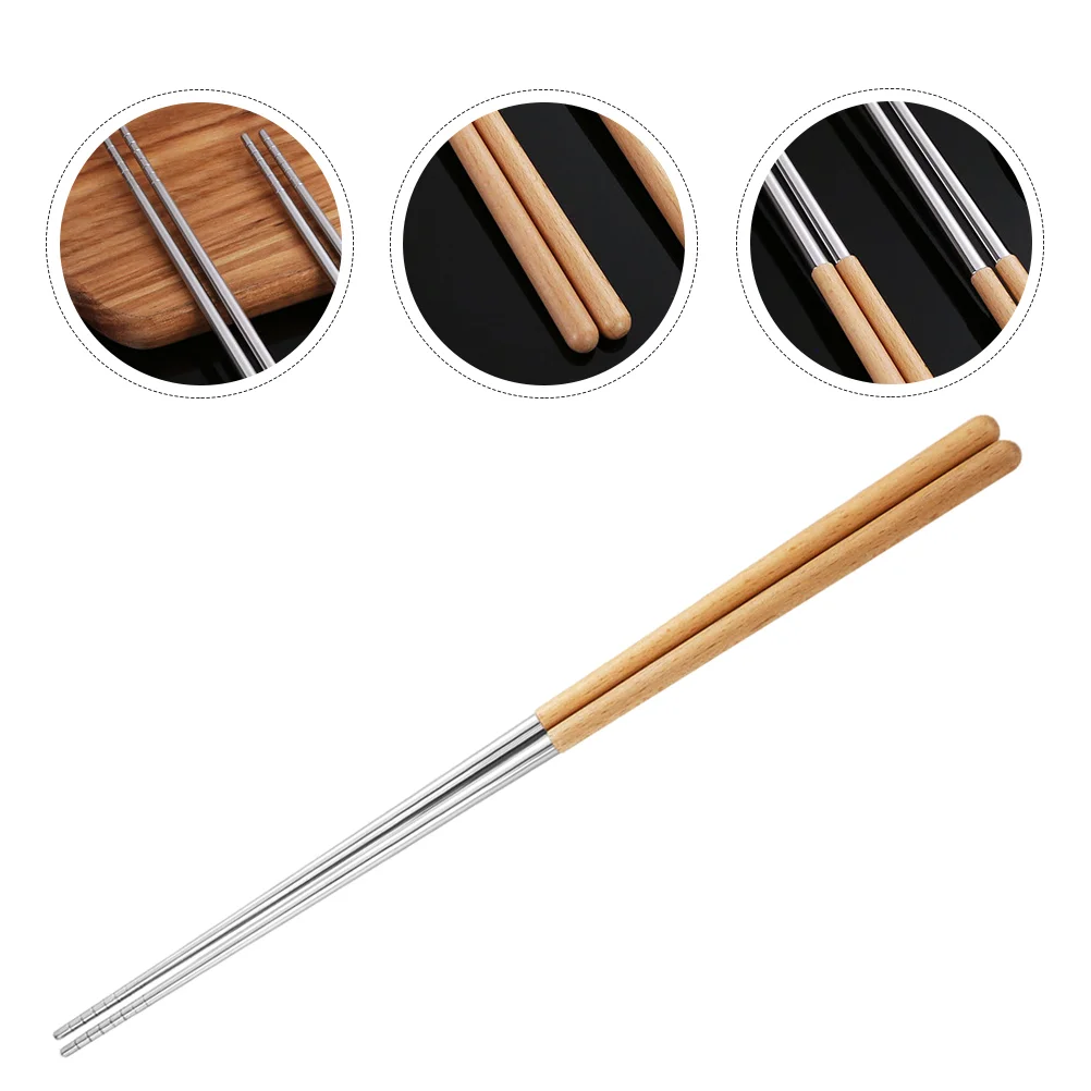 

2 Pairs Reusable Chopsticks Kitchen Cooking Chopsticks Wooden Chopsticks Chinese Cooking Chopsticks for Restaurant Daily Home