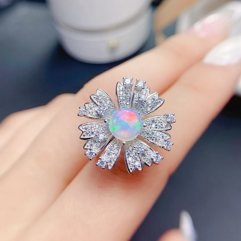

Женское кольцо из натурального опала, искусственное серебряное кольцо, оптовая продажа, дешево
