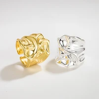 100 solid 925 sterling silver wide bump open rings for women gold plated trendy retro anillos party gifts accessories