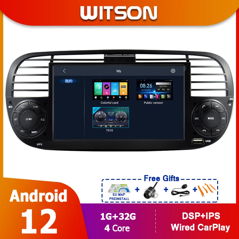 For Fiat 500 Carplay Android 12 Multimedia 2007-2015 Witson 7 Inch Car Radio Stereo Gps Player Dsp Rds Wifi Bluetooth