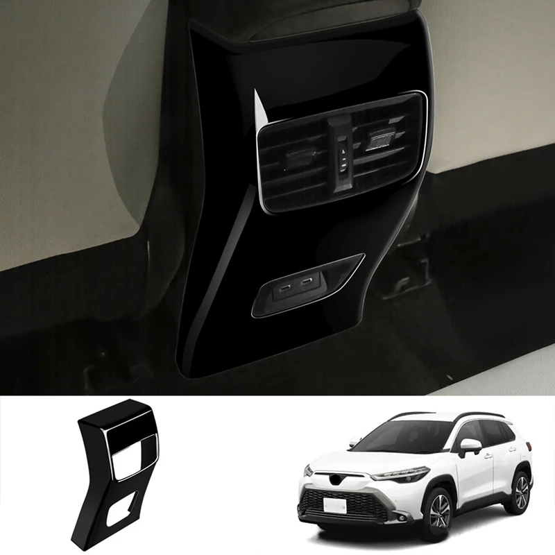 

Car Glossy Black Rear Air Condition Vent Outlet Frame Cover Trim For Toyota Corolla Cross 2021 2022 RHD