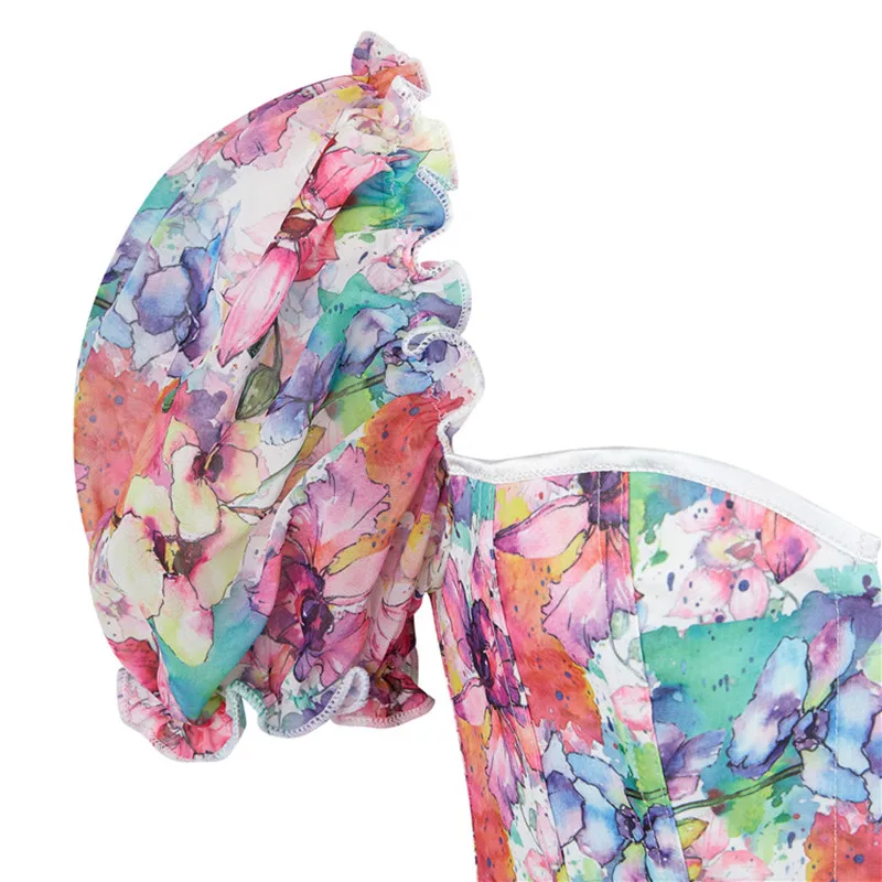 Модный женский корсет с коротким рукавом винтажный цветочный бюстгальтер обхват