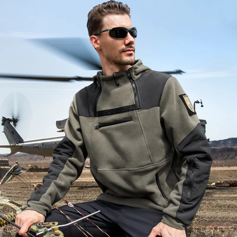 

FREE SOLDIER Fleece men's autumn and winter outdoor thickening fleece collar coat round collar warm bottoming shirt