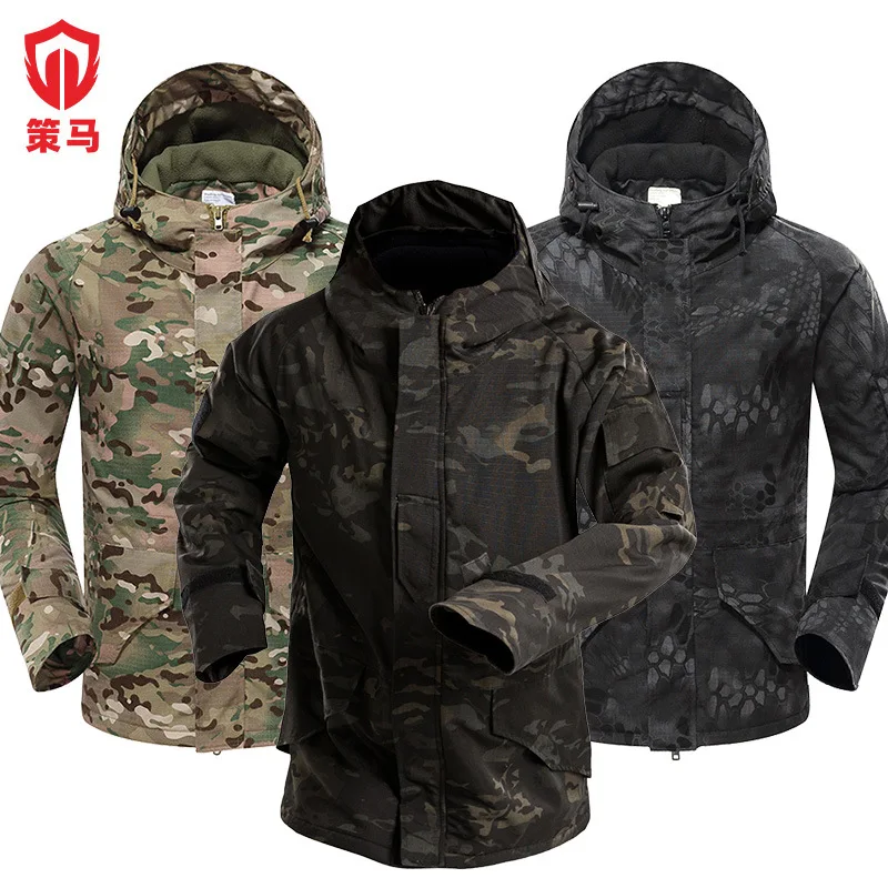 G8 Tactical Jacket Men Waterproof Warm Fleece Hooded Windbreaker Outdoor Hiking Hunting Clothes Camouflage Army Military Jackets