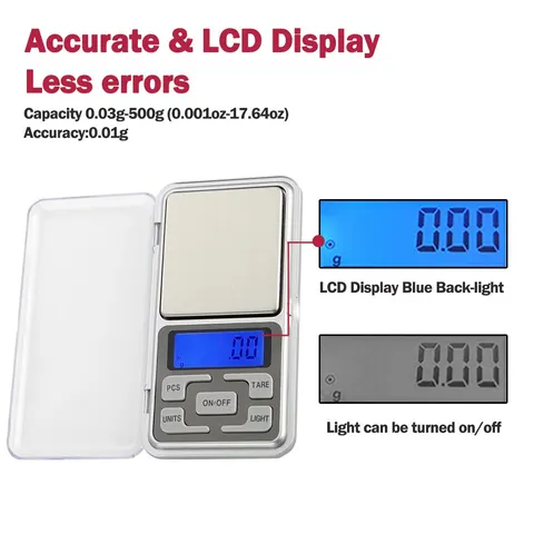 MVZAWINO Digital Pocket Scale, 0.001oz/0.01g 500g Precision Portable Jewelry Scale, Mini Electronic Gram Weight Scales, Tare, Auto Off, Stainless