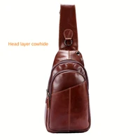 2022 new leather mens bag mens casual fashion messenger bag korean style first layer cowhide chest bag