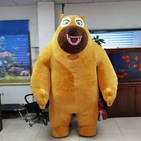 adult inflatable costume cartoon bear mascot costume hairy inflatable man wearing walking performance props doll costume