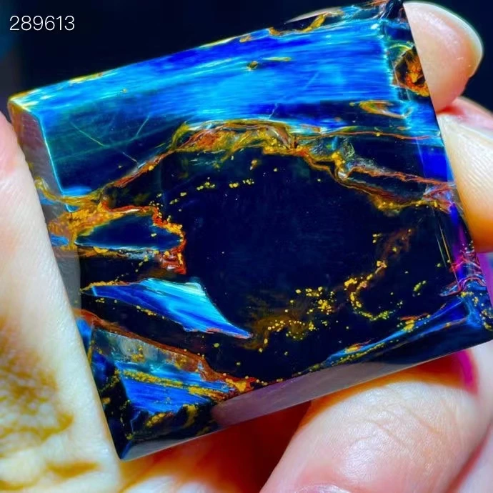 

Natural Blue Pietersite Rectangle Pendant Chatoyant Namibia 37.7/35/7.8mm Women Men Cat Eye Pietersite Jewelry AAAAAA